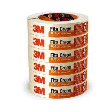 Imagem de Fita Crepe Com 6 Rolos Para Uso Geral 18mm X 50m 3m