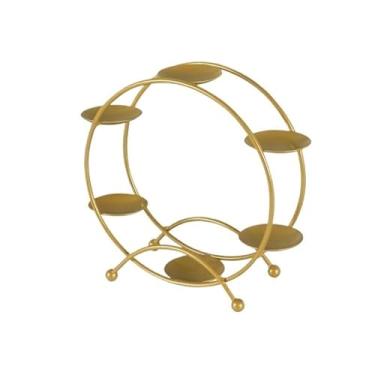 Imagem de Suporte de bolo suporte de bolo roda de metal cupcake sobremesa suporte de bolo decoração para casamento, aniversário, festa de chá, prato de servir bolo, doces, cupcake, sobremesa, prateleiras (ouro)