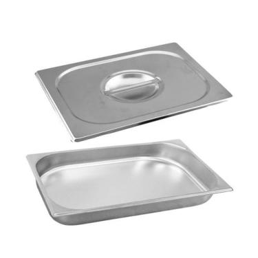 Imagem de CONJ 2 CUBAS Gastronômica Em INOX GN 1/1X65 mm 9 Litros + 2 TAMPAS 1/1