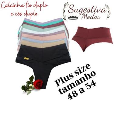Imagem de kit 4 Plus Size Calcinhas Modeladora Cós Alto Duplo Fio Duplo Kit Ling