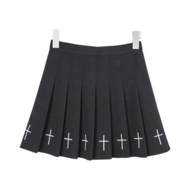 Imagem de Saia Plissada Feminina De Cintura Alta Estilo Harajuku Sensação Doce E