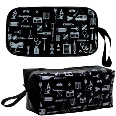 Imagem de Kit Bolsa Enfermagem Case Esteto Capa Aparelho Pressao Luxo - Love Sau