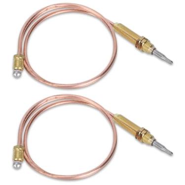 Imagem de 2 peças de termopar universal a gás, sonda de substituição de termopar queimador a gás com rosca M8x1, 600 mm para lareira, aquecedor de água, acessórios de churrasqueira