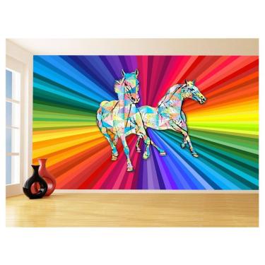 Imagem de Papel De Parede Animais Pop Art Cavalos Cores 3,5M Pxa362