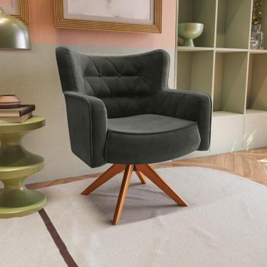 Imagem de Poltrona Olga Kappesberg Veludo Deluxe Cinza Chumbo