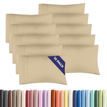 Imagem de Conjunto de 10 fronhas Queen – Capas de almofada ultra macias de qualidade hoteleira – Confortável e não amassa – Resistente a encolhimento, manchas e desbotamento – Fácil de cuidar, laváveis na