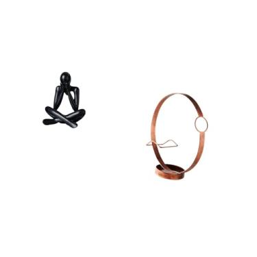 Imagem de Fenteer Escultura de Ferro Abstrata Moderna, Suporte para Garrafa de Vinho, Estátua Colecionável Decorativa para Sala de Estar, Estante, Organizador de Casa,