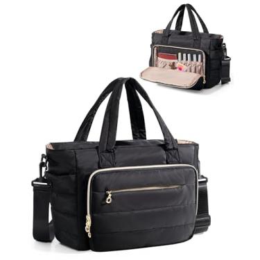 Imagem de Prokva Capa Bíblica Grande para Mulheres, Sacola Bíblica Puffy, Bolsa de Igreja para Materiais de Estudo, Preta