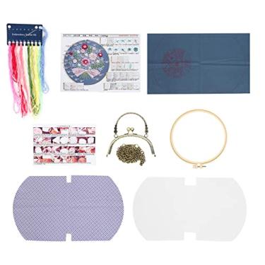 Imagem de Pssopp Kit de Bordado, Bolsa DIY Com Padrões Impressos, Inclui Ferramentas para Iniciantes, Perfeito para Criar Bolsas e Carteiras Personalizadas (Bolsa dourada diagonal de mão - buquê (produto)