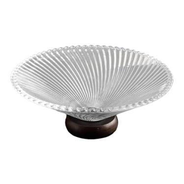Imagem de KiBcsLic Fruteira de vidro transparente, suporte para vegetais, prato de armazenamento, bandeja decorativa de pedestal para casa, banheiro, sala de estar, Listra