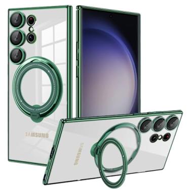 Imagem de Capa de anel magnético transparente para Samsung Galaxy S23 S22 Ultra Plus A52 A54 A14 A34 S23 Ultra S22Ultra Capa de lente, verde, para Samsung S23Ultra