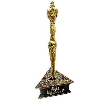 Imagem de Himalayan Craft Punhal de ritual Phurba feito à mão, 3 metais, com três faces, também conhecido como kila, tibetano, vajra, dorge, feng shui, amuleto de latão, pilão de demônio, vintage, Phurba com