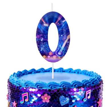 Imagem de Velas de aniversário número 0 azuis, topos de bolo com tema de desenho animado para decoração de bolo para meninos e meninas, decorações de aniversário, suprimentos de festa, velas com números para