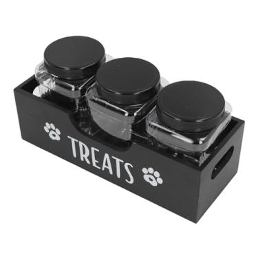 Imagem de Luqeeg Dog Treat Container, Dog Food Storage Container, Frescura Eficaz Evitar Superalimentação Elegante e Funcional Pet Supplies Com 3 Grandes Alimentos Grau Frascos Selados