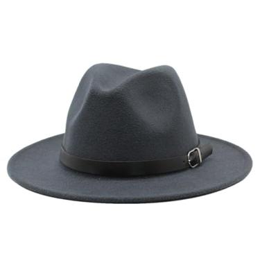 Imagem de Chapéu masculino Fedoras Jazz feminino verão primavera preto mistura boné casual ao ar livre chapéu cinza 2 58-61 cm