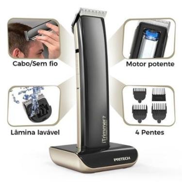 Imagem de Maquina de Cortar Cabelo Aparador de Barba Elétrico Acabamento e Desenho-Unissex