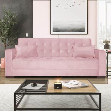 Imagem de Sofá Cama 3 Lugares Jobim Suede - Amarena Móveis Rosa Bebê