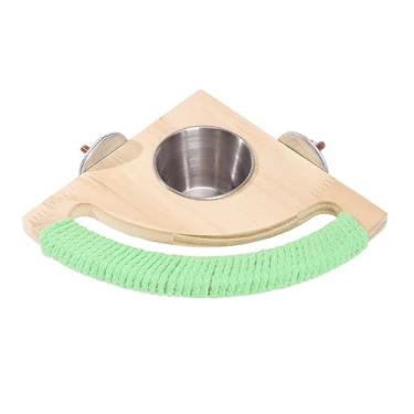 Imagem de Baoblaze Poleiro para pássaros com comedouro integrado, confortável e fácil de limpar, acessório para gaiola de pássaros, ideal para papagaios e canários.