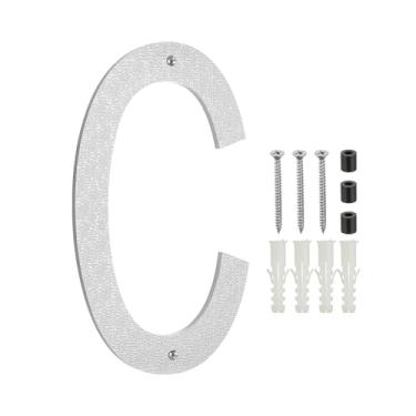 Imagem de PATIKIL Números de casa de 30,5 cm para o exterior, letra C ABS textura de plástico flutuante número de casa moderna caixa de correio números de porta com kit de unhas para rua residencial ao ar livre