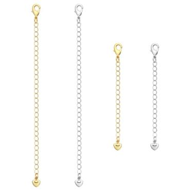 Imagem de 4 extensores de colar banhados a ouro 18 k – extensores de corrente de extensão para colares, pulseira, conjunto extensor de colar de ouro branco para fabricação de joias, extensões hipoalergênicas de