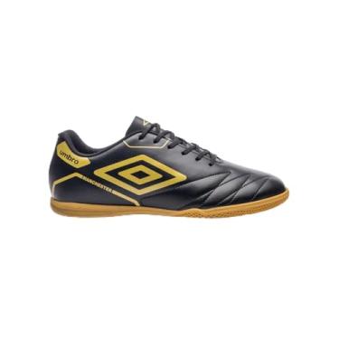 Imagem de Chuteira Futsal Umbro Manchester Masculina Indoor Solado Antiderrapante Confortável U01FB00459 (Preto/Dourado, BR, Adulto, Numérico, 37)