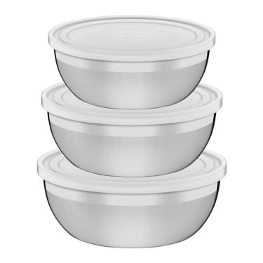 Imagem de Conjunto de Potes Inox Freezinox 3 Peças Com Tampas e Alta Durabilidade Tramontina