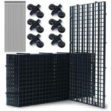 Imagem de LINLAN Conjunto de divisórias de aquário de peixes, 8 peças de plástico de grade de aquário com 6 clipes de sucção e 20 peças de abraçadeiras, caixa de ovos para isolamento de peixes (preto - 15 x 30