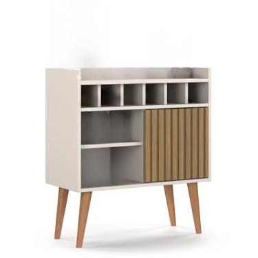 Imagem de Aparador Retrô Buffet Bar Adega Rubi Bar (FLORENÇA - OFF WHITE/RIPADO)