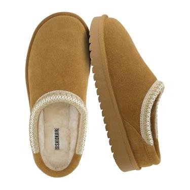 Imagem de CUSHIONAIRE Pantufas infantis Keto – Sapatos confortáveis sem cadarço com forro de pele sintética e conforto acolchoado de espuma viscoelástica, Castanho-natural, 15