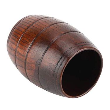 Imagem de Copo de cerveja de madeira, copos clássicos retrô de madeira para chá, cerveja, suco, leite com bar, café, restaurante, uso doméstico