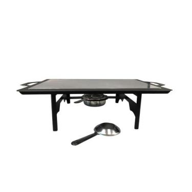 Imagem de RECHAUD RETANGULAR EM AÇO PRETO COM CHAPA DIFUSORA DE CALOR EM ALUMINI