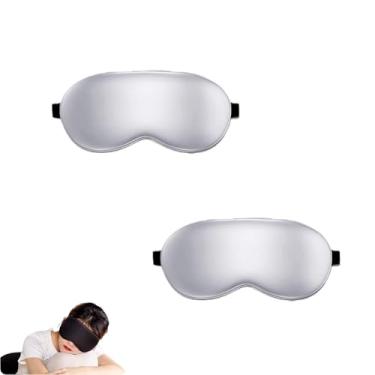 Imagem de PLAYTHROUGH Máscara de dormir de seda de amoreira, 2 peças, máscara para dormir com alça ajustável para homens e mulheres, leve (prata)