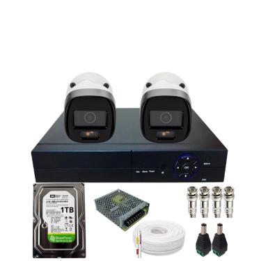 Imagem de Kit Cftv 2 Câmeras Vhd 1220b Full Color Dvr Alta Performance 4ch Hd 1Tb Instalado