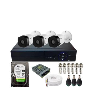 Imagem de Kit 3 Câmeras Intelbras 20 Mts Dvr 04 Canais Alta Performance Com Hd 1tb Cor Branca