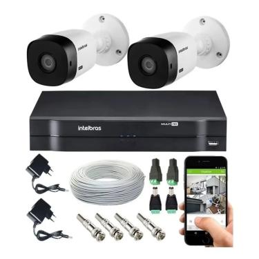 Imagem de Kit Cftv 2 Câmeras Intelbras 1120 Dvr Mhdx Full hd E Acessórios