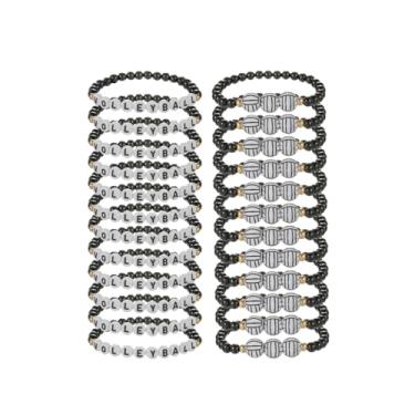 Imagem de MMIUAEG Pulseiras esportivas criativas com bolas de futebol, beisebol, futebol, vôlei, tênis, basquete, golfe, pulseiras elásticas para mulheres, homens, dia de jogo, joias esportivas, presentes para