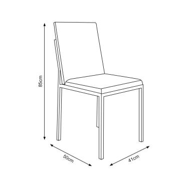 Imagem de Conjunto De Jantar Mesa Mônaco 90Cm Tampo Branco Com 4 Cadeiras Estofadas Bege - Cor: Preto