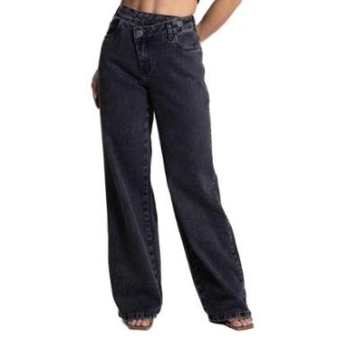 Imagem de Calça Jeans Sawary Wide Leg - 281665 - preta 42-Feminino