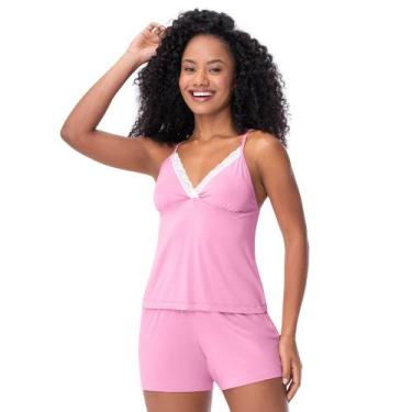 Imagem de Pijama Blusa de Alça com Detalhe em Renda Rosa - Zee Rucci, GG