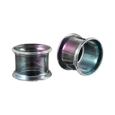 Imagem de Alargadores De Orelha De Vidro AB Coloridos, Túneis De Orelha De Vidro