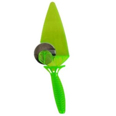 Imagem de Espátula e cortador para pizza inox e acrílico 28 cm - FIKA