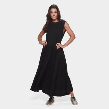 Imagem de Vestido Longo Farm Casual Feminino, Preto, GG