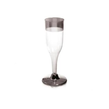 Imagem de Taça Champagne Descartável de Luxo Prata 120mL - 6 Unidades - Cromus -