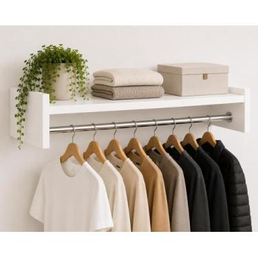 Imagem de Cabideiro de Parede MDF 60x30x15 cm Kit 2 Peças Organizador para Quart