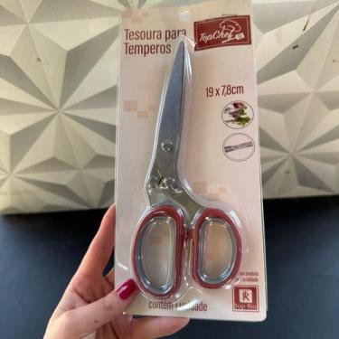 Imagem de Tesoura de cozinha para temperos cheiro verde salsinha de inox com cab