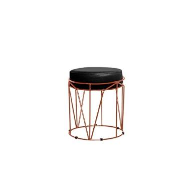 Imagem de Puff Aramado Redondo Bronze Babu Corano Preto - V&G Decor