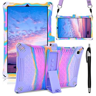 Imagem de DETUOSI Capa para Samsung Galaxy Tab S6 Lite 26.4 cm 2024/2022/2020 com alça de ombro, caneta Stylus, capa de silicone macio multiângulo para tablet Galaxy S6 Lite, modelo (SM-P610/P613), rosa