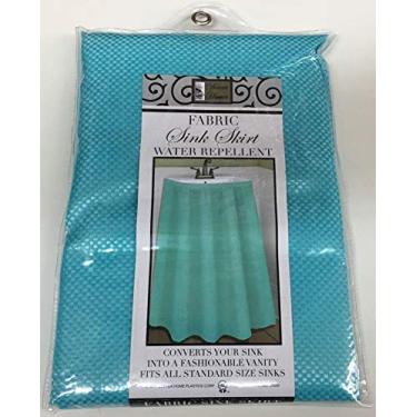 Imagem de Saia de pia de tecido de mosaico, autoadesiva, repelente de água, turquesa