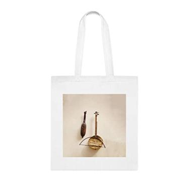 Imagem de Sacola de instrumentos musicais antigos, presente divertido, bolsa de ombro, bolsas reutilizáveis, cesta de Natal de aniversário, ideia de presente, Branco