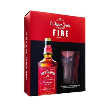 Imagem de Kit Whisky Jack Daniels Fire 1L Com Copo